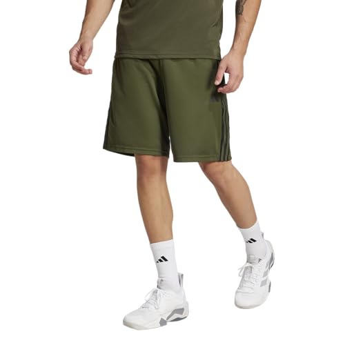 adidas Men's Train Essentials Piqué 3-Stripes Shorts, Night Cargo/Black