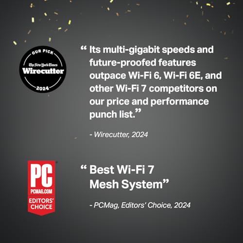TP-Link Deco BE63 Tri-Band WiFi 7 BE10000 Whole Home Mesh System - 6-Stream 10 Gbps, 4x2.5G Ports Wired Backhaul, 4X Smart Internal Antennas, VPN, MU-MIMO, HomeShield, Free Expert Support (3-Pack)