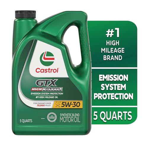 Castrol GTX High Mileage 5W-30 Synthetic Blend Motor Oil, 5 Quarts, Pack of 3
