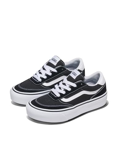 Vans Women's Brooklyn LS Platform Shoe | Chunky Low-Top Sneakers for Fashion, Work & Casual Wear, Suede/Canvas Black/White, 8