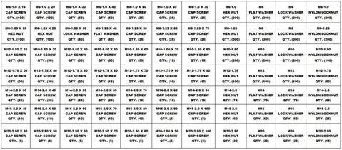 5135 Piece Metric Class 10.9 Coarse Thread Bin Kit with Two (2) 40 Hole Bins