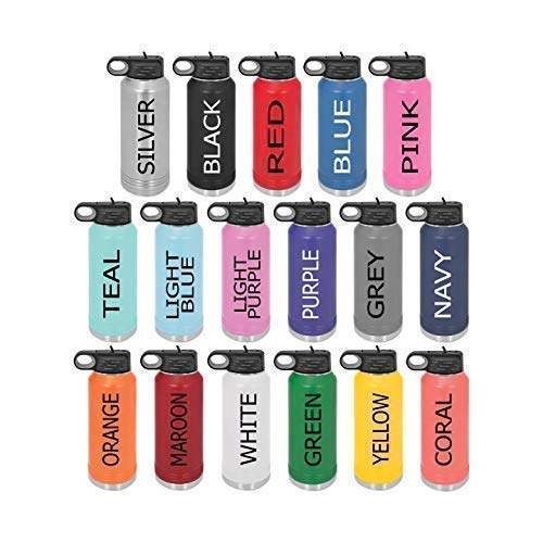 Personalized Water Bottle by Madi Kay Designs - Custom Laser Engraved, Insulated 18/8 Stainless Steel, Double-Walled, Copper Vacuum Insulated, Choose from 12 Fonts - 32 oz or 40 oz