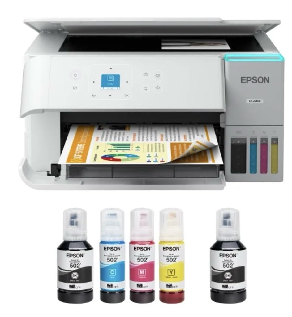 Epson EcoTank ET-2988 All-in-One Printer with Scanner, Copier, ADF, Wireless, Ethernet, White