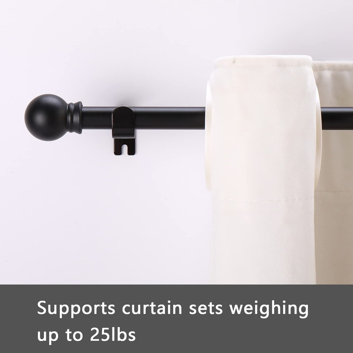 GXOACKJ Curtain Rods for windows 32-48 inch, 5/8 inch Decorative Curtain Rod Set, Matte Black Splicing Heavy Duty Metal Curtain Rod with Brackets