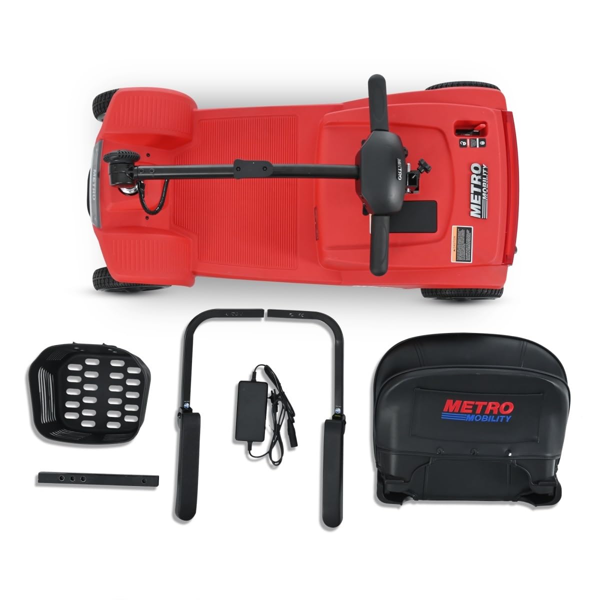 Red Foldable Electric Mobility Scooter - Compact & User - Friendly