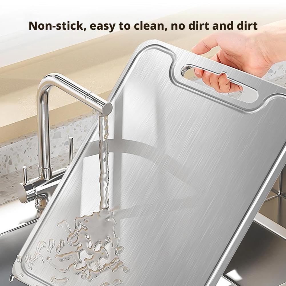 Stainless Steel Cutting Board, Cutting Boards for Kitchen, Double Sided Board Cutting Board, with Premium Metal, Foodgrade Stainless Steel Cutting Board, for Meat,Fruit, Vegetables (46 * 30CM)