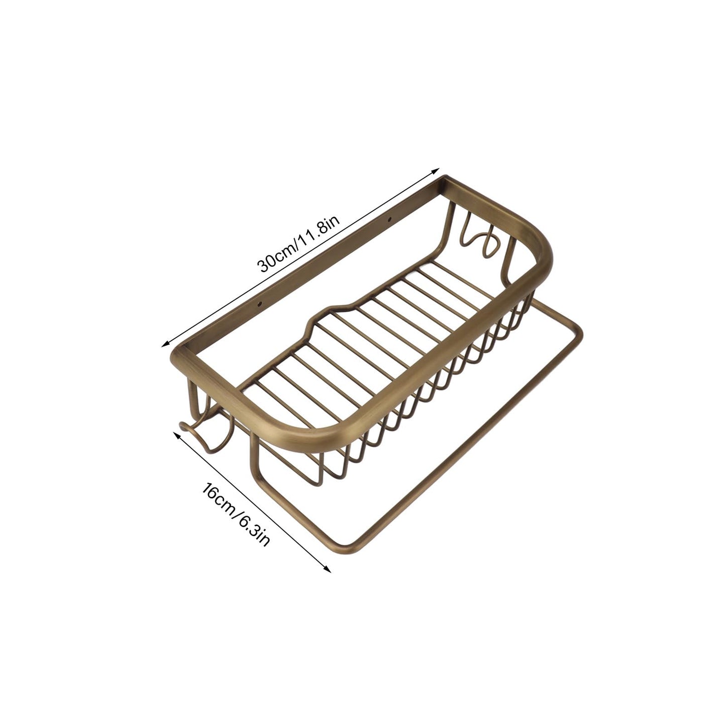 Copper Shower Caddy Bathroom Wall Shelf Space Saving Shower Organizer with Drainage Holes Retro Style for Bathroom Kitchen