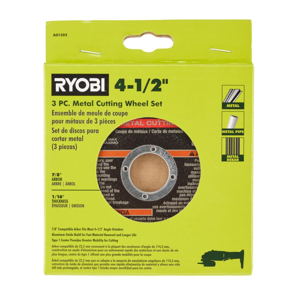 RYOBI 3 PC. 4-1/2" Metal Cutting Wheel Set 3 Pack Grinding