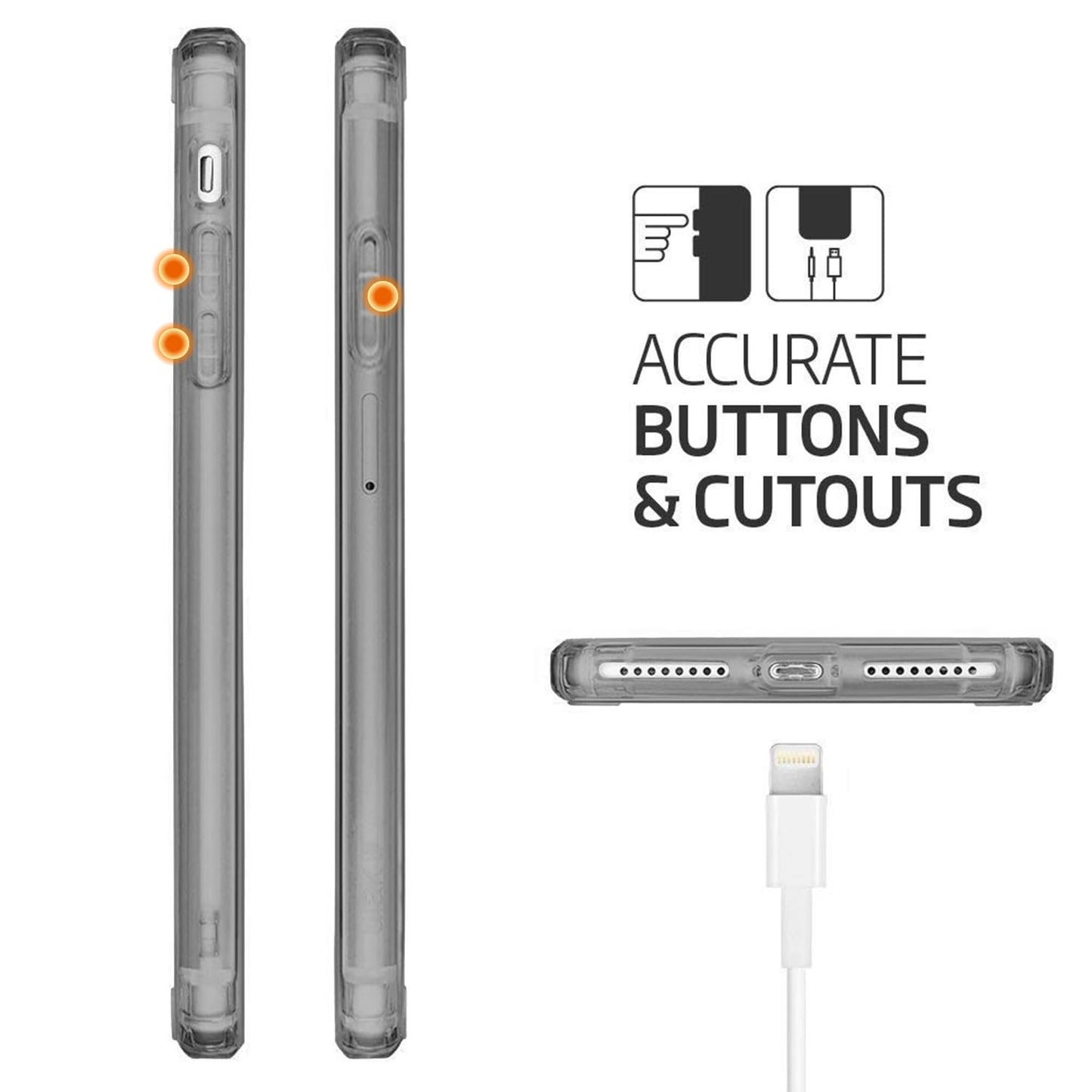 TENOC Phone Case Compatible with iPhone SE (2nd 2020 and 3rd 2022 Generation) & iPhone 7 & iPhone 8, Gray Case Clear Shockproof Protective Bumper Slim Cover for 4.7 Inch