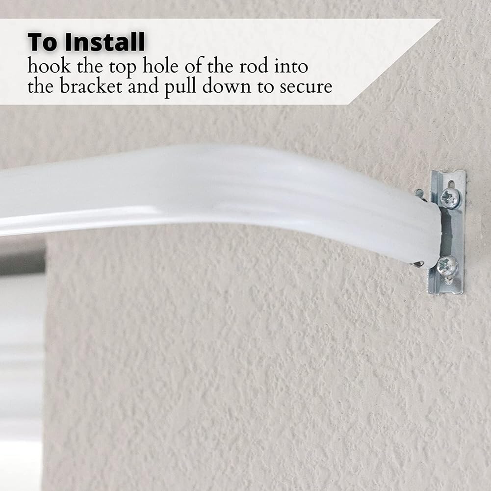 Blu-Pier Tech Heavy Duty Single Rod,Lock Seam Curtain Rod 28 to 48-Inch Adjustable Width, 2 1/2-Inch Projection,Hardware Included,White(Pack of 2)