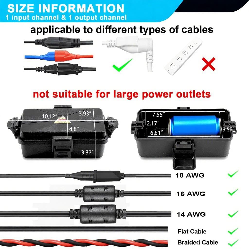 DIQMIAQ Outdoor Electrical Box Waterproof IP54 Black Outdoor Extension Cord Cover(Inner 6.5 x 3.5 x 2.2inch), Wall-Hangable Waterproof Box for Plug, Halloween, Christmas String Lights (1 PCS Black)