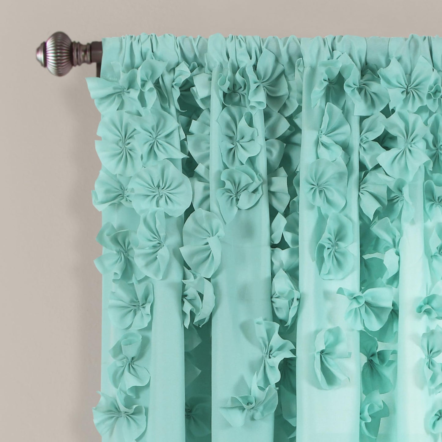 Lush Decor Riley Window Curtain (Single Panel), 54"W x 63"L, Aqua