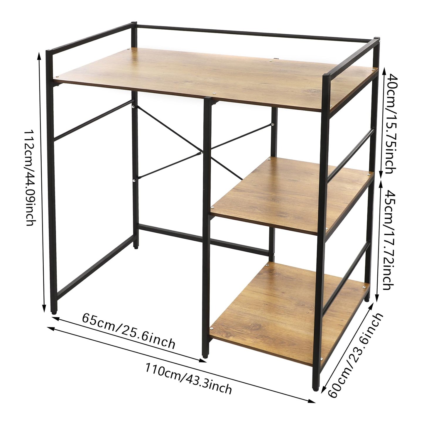 3 Tier Washing Machine Shelf, Over The Washer and Dryer Storage Shelves Space Saving Shelving Units Drying Organizer Stand with Side Racks for Laundry Room Apartment Bathroom (Black, Brown)