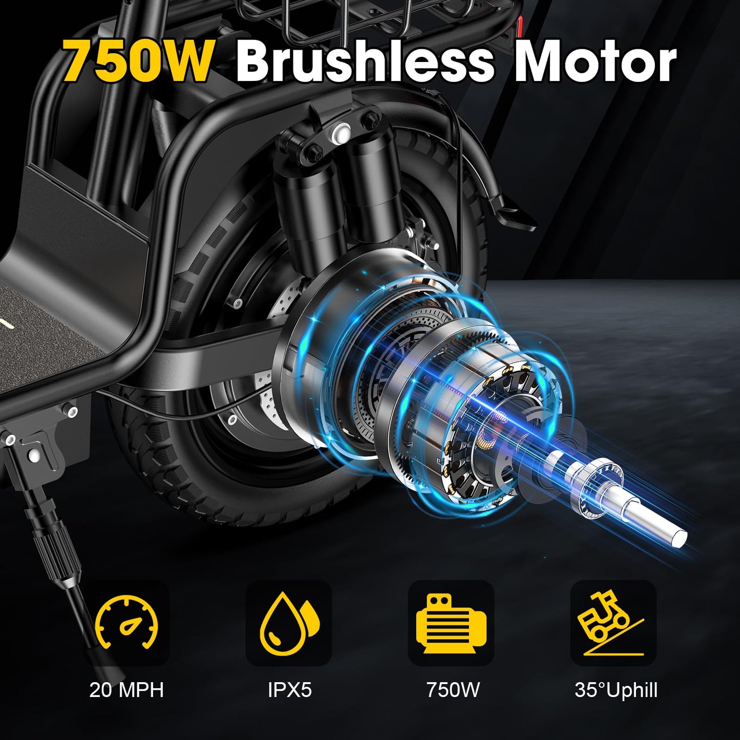 INSDRGN Adults Electric Scooter with Seat, 48V 10.4AH Foldable Electric Scooter,14" Tires,750W Motor,20MPH, 28-Mile Long Range and Dual Disc Brakes,330lbs Max Load