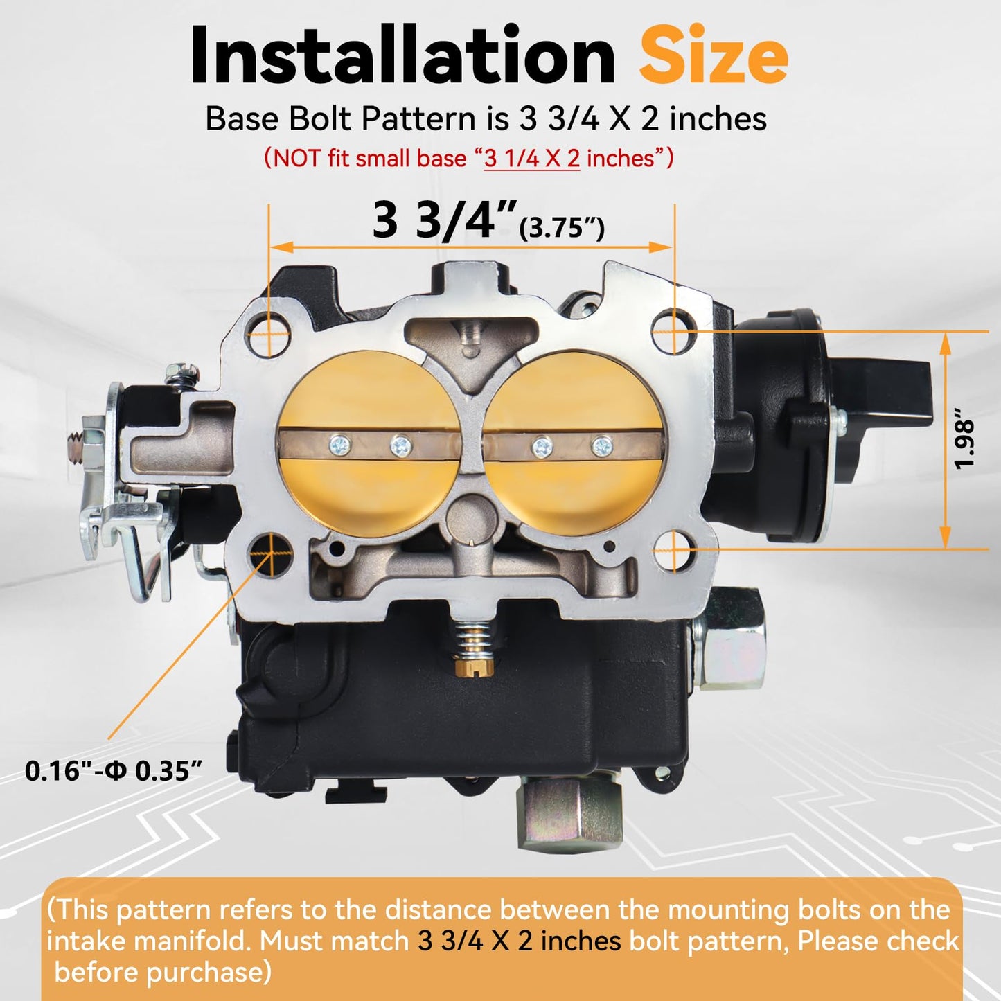 Marine Carburetor for Mercruiser Carburetor 3.0L 2.5L 2 Barrel Carb 4CYL Engine 3310-8M0045397 864940A01 Black Mercarb, w/Electric Choke Jet Long Linkage Gasket, Base Bolt Pattern is 3 3/4 X 2 inches