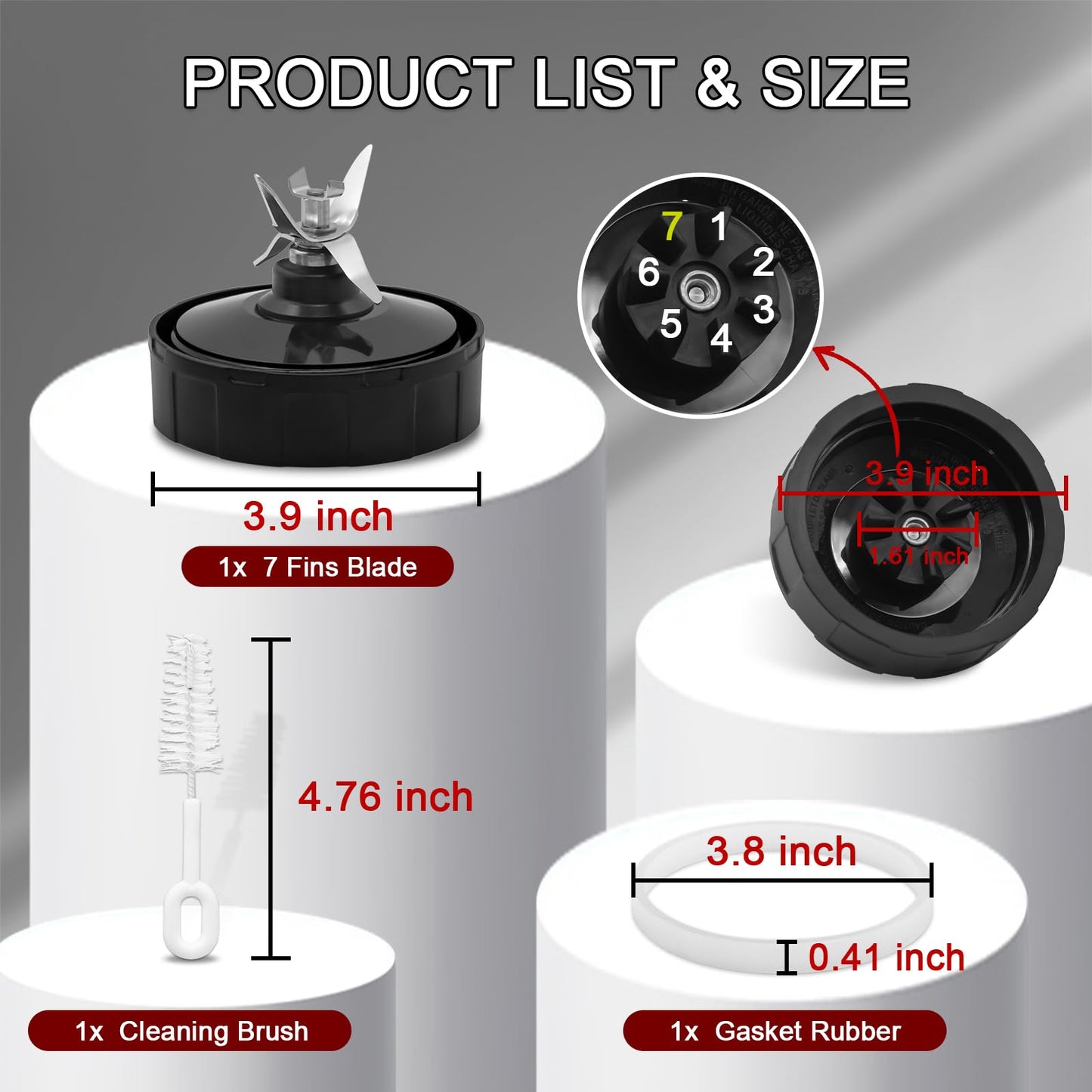 Replacement 24oz Blender Cups with Lid for Ninja, 7 Fins Extractor Blade Compatible with Nutri Auto iQ BN401 BN751 BN801 BL642 BL456 BL480 Foodi SS401 SS101 NN100 NN210 NN102 BL2012