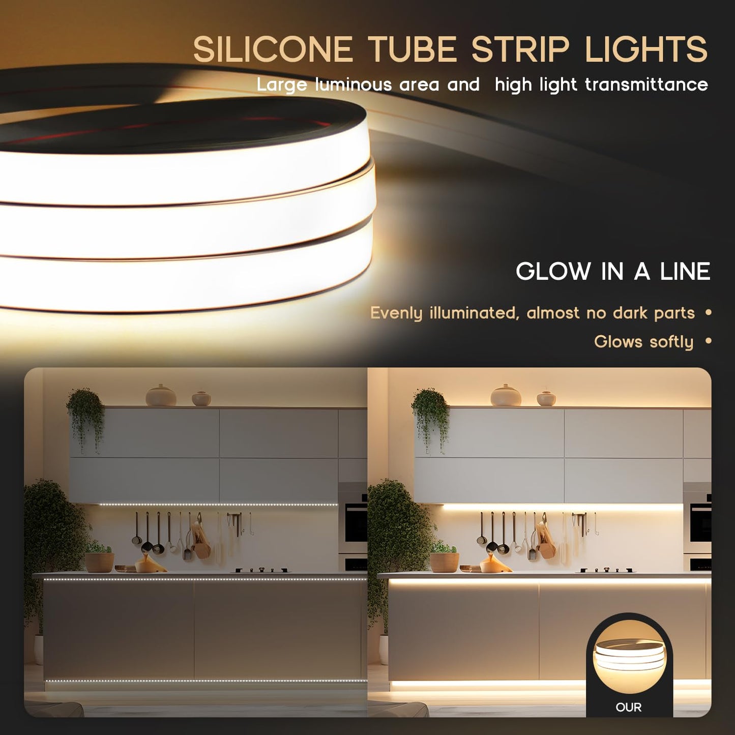 VOEWT LED Strip Lights Pink,9.8ft 110-120V Neon Rope Lights,Flexible Silicone Outdoor Waterproof Neon Strip Lights for Bedroom,Mirror,Kitchen Cabinet, Living Room,Halloween Decor