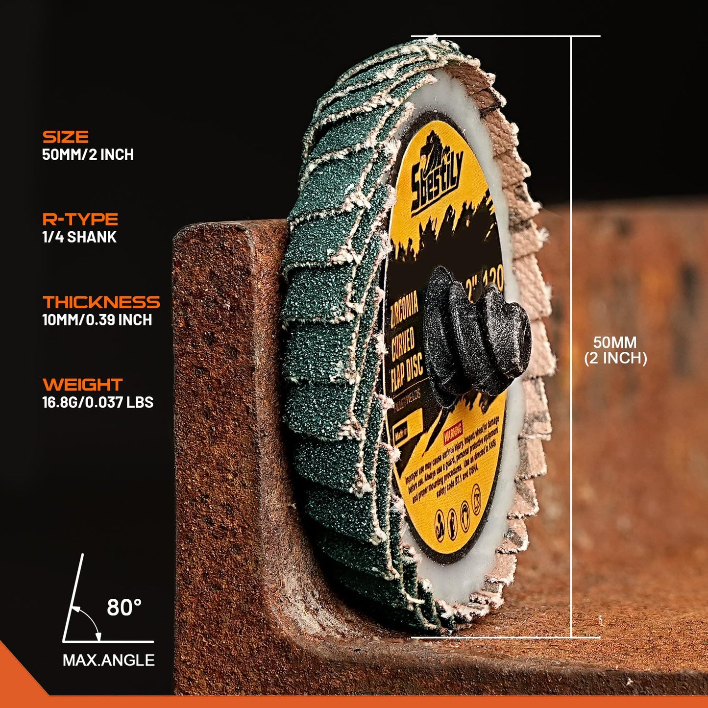 Sbestily 10PCS 80 Grit Curved Flap Disc 2 Inch Roll Lock Quick Change Sanding Discs 1pcs 1/4" Holder Surface Grinding Disc for Die Grinder Metal Surface Grind Burr Finish Weld Rust Paint Removal