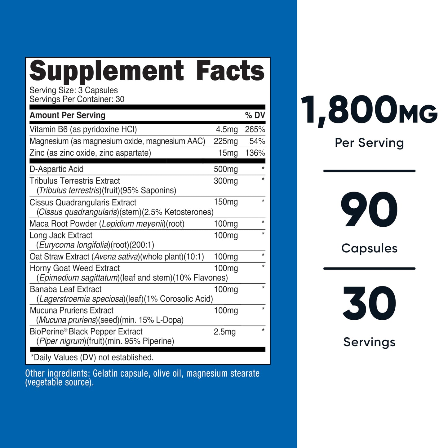 Nutricost Testosterone Support Complex (90 Capsules) -1800mg Per Serving