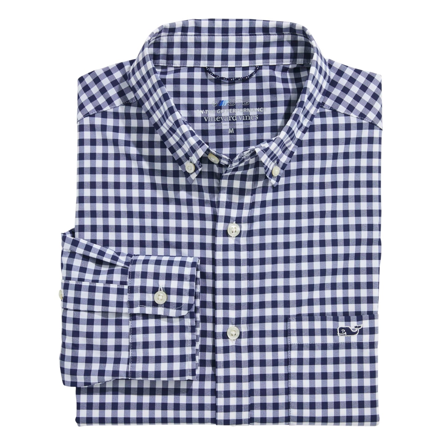 vineyard vines Men's On-The-Go Nylon Gingham Shirt, Blue Blazer Plaid