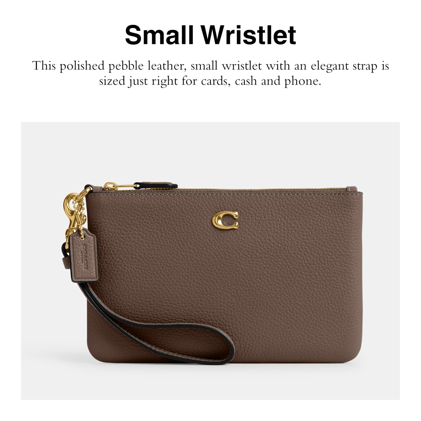 COACH Small Wristlet, B4/Dark Stone