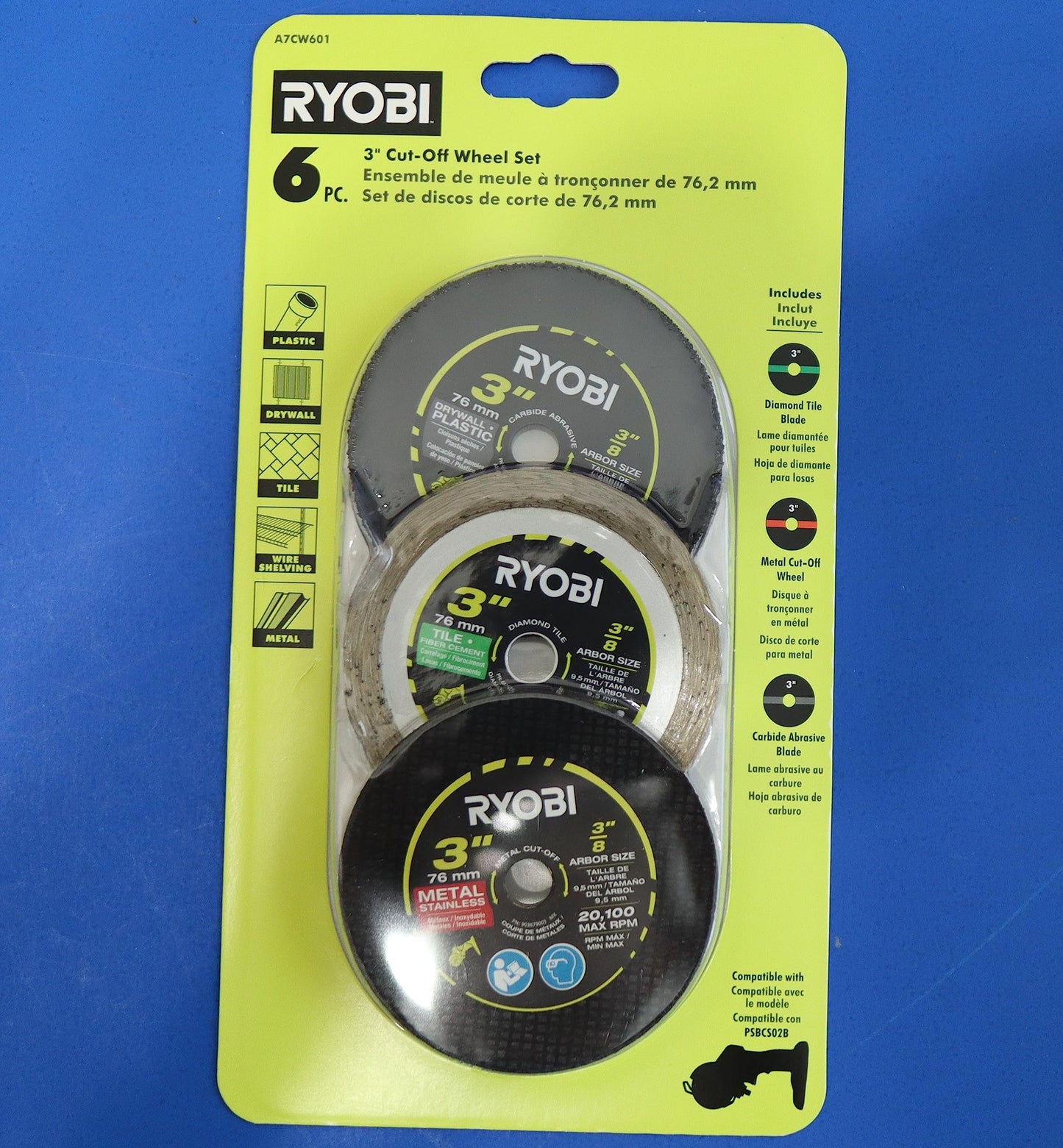 Ryobi 3 in. Carbide Cut Off Wheel Set (6-Piece)