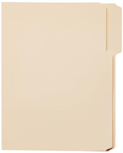 Amazon Basics File Folders with Tabs for Filing, 1/3-Cut Tab, Assorted Positions, Letter Size, Manila, Pack of 100