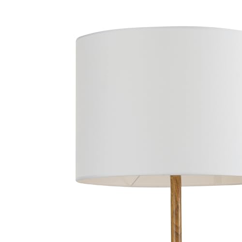 GLOBE Electric Novogratz x Harrington 65" Floor Lamp, 2-Tone Faux Wood Base, White Fabric Shade, Socket Rotary Switch 67225