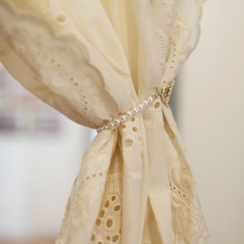 Window Curtains, Blackout Curtains Kitchen Window Beige Cotton Linen Embroidery with Flower Pattern Drapes 1 Panel Rod Pocket 50" W x 51" L