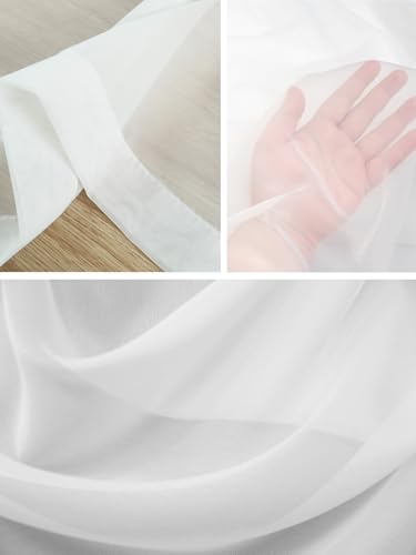 Christmas Sheer Curtains 84 inches Long, Xmas Dwarfs Pine Tree Snowflakes Yellow Wood Grain Rod Pocket Voile Drapes Light Filtering Window Treatment Curtains for Living Room/Bedroom, 52 x 84IN