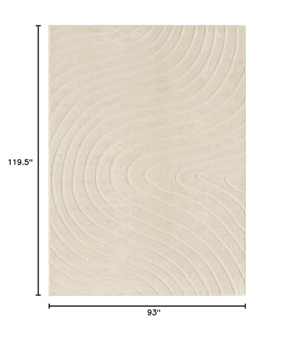 LUXE WEAVERS Modern Geometric Wave Cream 8x10 Area Rug