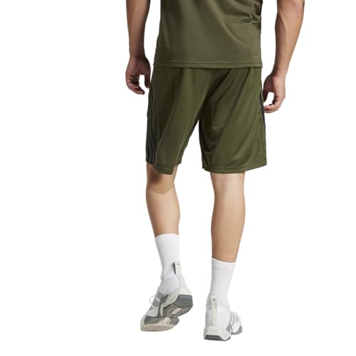 adidas Men's Train Essentials Piqué 3-Stripes Shorts, Night Cargo/Black