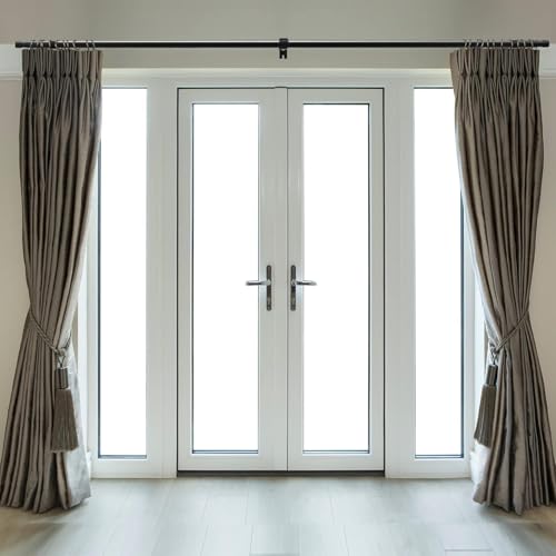 Curtain Rods For Windows 18 to 48 Inches Max Adjustable Length Diameter Window Curtain Rod With Aluminium Finials(Size:48-84in)