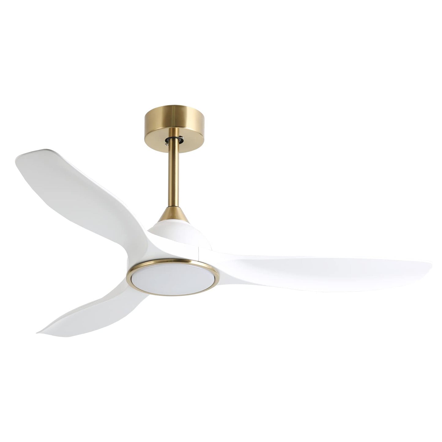 Fanliving 52 Inch 6 Speed High CFM Quiet DC Motor Modern Ceiling Fan with Lights Remote Control, 3 Blade White Gold Indoor Bedroom Living Room Ceiling Fan