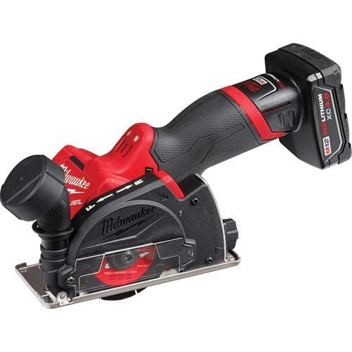 Milwaukee M12 FUEL 3" Compact Cut Off Tool Kit - 24V, 4Ah, 4A, 1.5E+3 RPM, 3" Max. Chuck Size, Black/Red