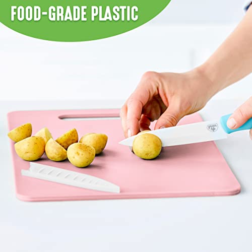 GreenLife Cutting Board Set 8x12" & 10x14", Extra Durable, Meal Prep, Non-Slip, Grip Handles, Crack Resistant, Dishwasher Safe, Reversible, Versatile Kitchen Essentials, Soft Pink