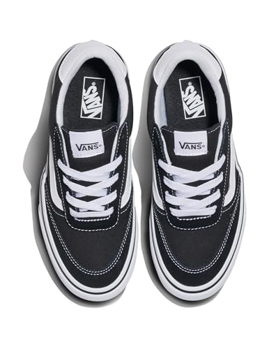 Vans Women's Brooklyn LS Platform Shoe | Chunky Low-Top Sneakers for Fashion, Work & Casual Wear, Suede/Canvas Black/White, 8