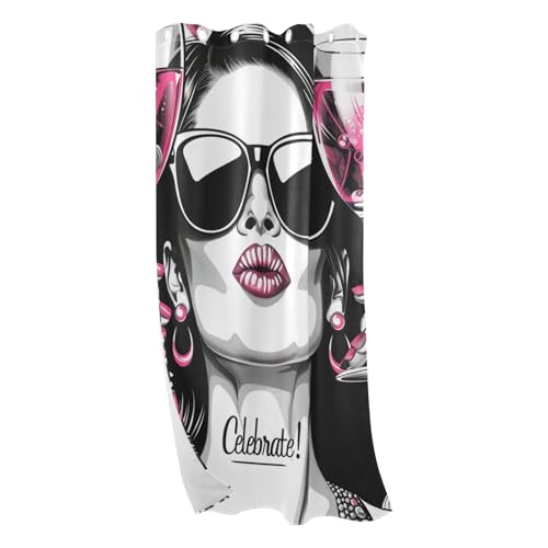 tplaotee Black and White Illustration Celebrate Black Out Curtain Curtains for Bedroom Living Room 84 inches Length Blackout Blinds Room Darkening Curtains Size 52x84 in