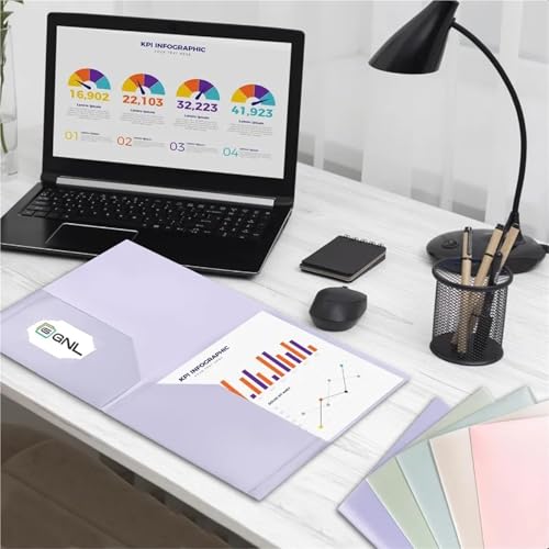 Folder Plastic Folders with Pockets Pack of 5 Muted Pastel Colors Heavy Duty 2 Pocket File Letter Size Pocket
