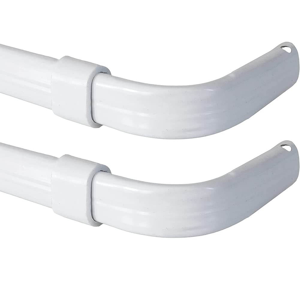 Blu-Pier Tech Heavy Duty Single Rod,Lock Seam Curtain Rod 28 to 48-Inch Adjustable Width, 2 1/2-Inch Projection，Hardware Included,White(Pack of 2)