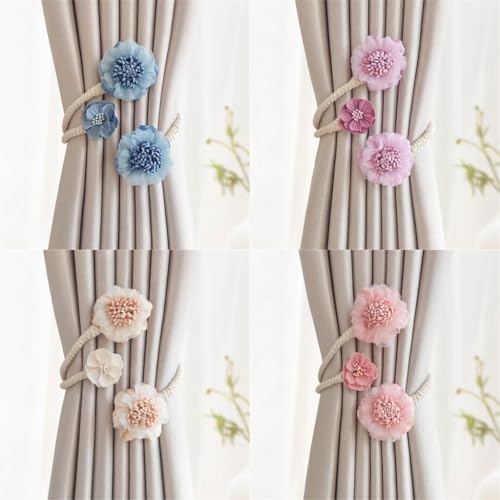 Flexible Artificial Flower Curtain Holdback Tie Not Tool Required for Easy Use Floral Window Drapery Tieback Buckle Clip