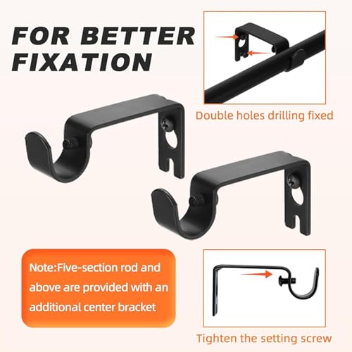 Curtain Rods For Windows 18 to 48 Inches Max Adjustable Length Diameter Window Curtain Rod With Aluminium Finials(Size:48-84in)