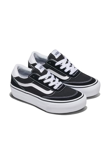 Vans Women's Brooklyn LS Platform Shoe | Chunky Low-Top Sneakers for Fashion, Work & Casual Wear, Suede/Canvas Black/White, 8
