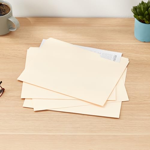 Amazon Basics File Folders with Tabs for Filing, 1/3-Cut Tab, Assorted Positions, Letter Size, Manila, Pack of 100