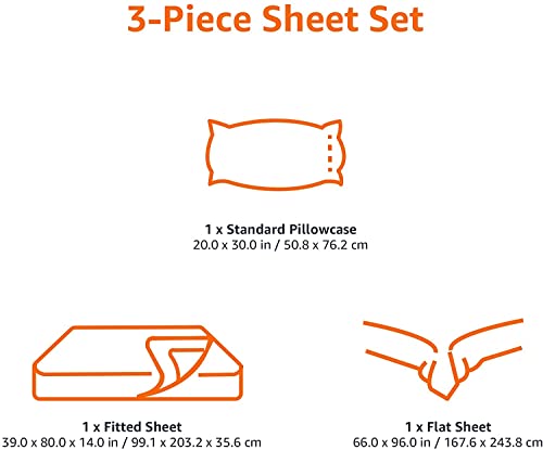 Amazon Basics Lightweight Super Soft Easy Care Comfortable Microfiber 3 Piece Bed Sheet Set With 14-inch Deep Pockets, Twin XL, Dark Gray, Solid