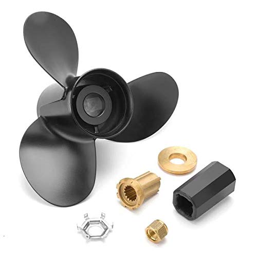 Qiclear 13 1/4x17 Pitch 48-77344A45 OEM Upgrade Aluminium Boat Propeller fit Mercury Outboard Motos 60 75 90 100 115 Hp,15 Spline Tooth,Hub Kits Included,Rh,13.25 x 17p