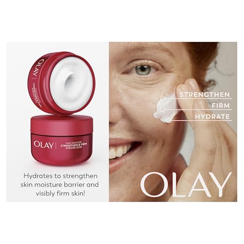 Olay Niacinamide Face Moisturizer, Strong & Firm Cream for Women, Anti-Aging, Anti-Wrinkle, Firming Skin Care, Evens, Hydrates to Repair Barrier, Recyclable Sustainable Eco Jar, Non-Greasy, 2 oz