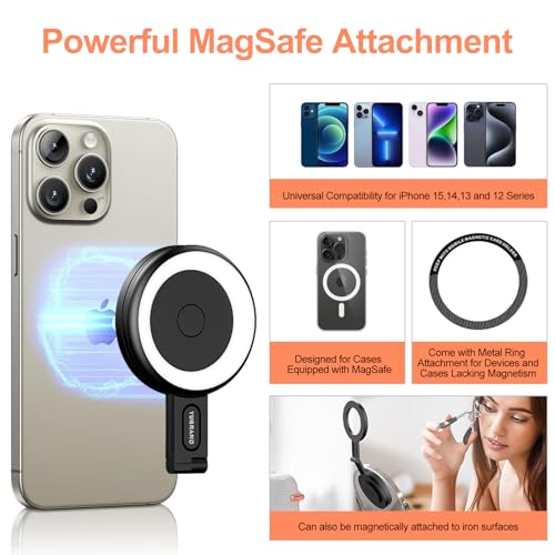 iPhone Ring Light with 32 LEDs Adjustable 6-Mode Phone Light Clip for Streaming & Video Recording Magnetic & Compact Camera Light Ideal Phone Ring Light Content Creation