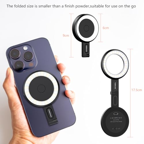 iPhone Ring Light with 32 LEDs Adjustable 6-Mode Phone Light Clip for Streaming & Video Recording Magnetic & Compact Camera Light Ideal Phone Ring Light Content Creation