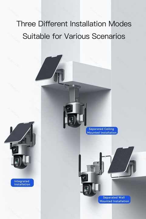 ESOE Y5-4K Solar Security Camera Dual Lens, Wireless Outdoor 360° PTZ with AI Human Auto Tracking, 20000mAh Battery, 2.4G/4G LTE, No Monthly Fee, Color Night Vision (WiFi, 20X Zoom)